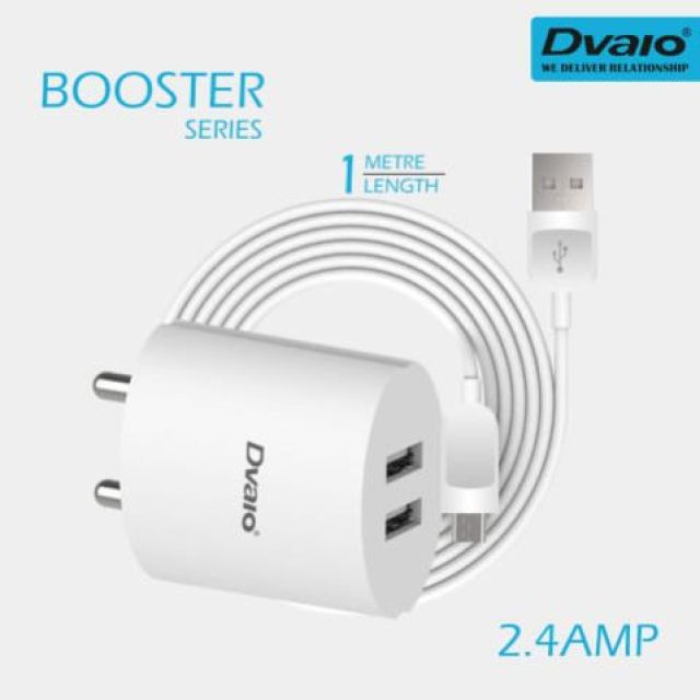 Dvaio Booster Series 2.4A Dual Port Mobile Charger with 1M USB Micro Cable