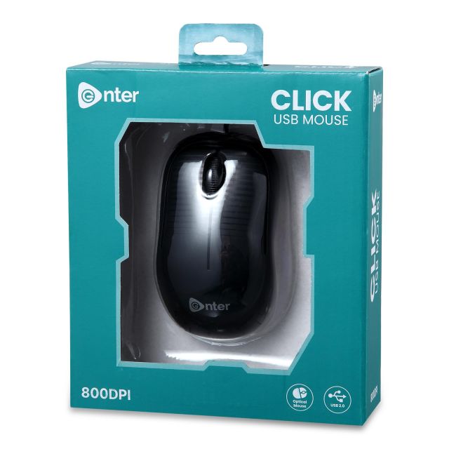 Enter Click Wired Optical Mouse  (USB 2.0, Black)