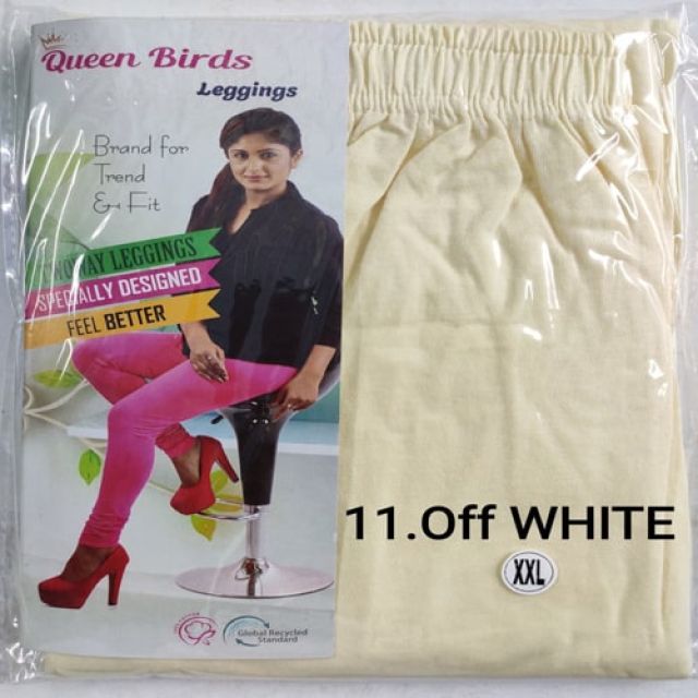 Queen Bird Leggings for Women - Off White Colour - XXL