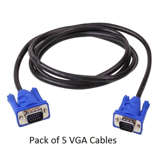 Pack of 5 VGA Cables Blue Colour Best Quality 1.5 M