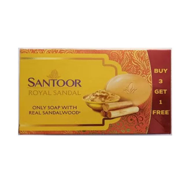 Santoor Royal Sandal (with real sandalwood)  (4 x 125 g)
