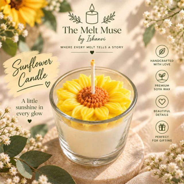 Sunflower Candle Unscented (Handmade with Soy wax)