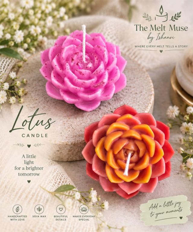 Lotus Bloom Candle Unscented (Handmade with Soy wax)