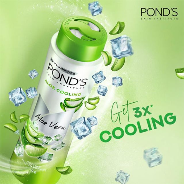 POND'S Aloe Cooling Powder, 400g, for Comfortable and Cool Skin in Summer, with Goodness of Aloe, 3X Instant Cooling, Long-Lasting Fragrance