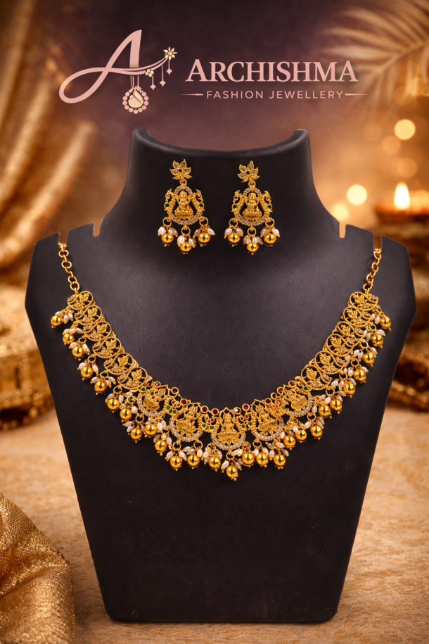 Antique Lakshmi Peacock Choker Necklace Set