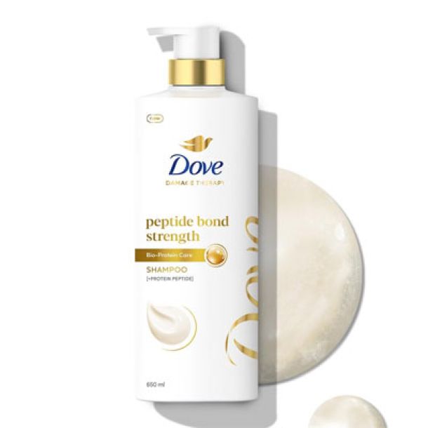 Dove Peptide Bond Strength Shampoo for Dry & Damaged Hair - 650 ml | Enriched with PROTEIN PEPTIDES | Reconstructs broken Bonds for 20X Stronger Hair