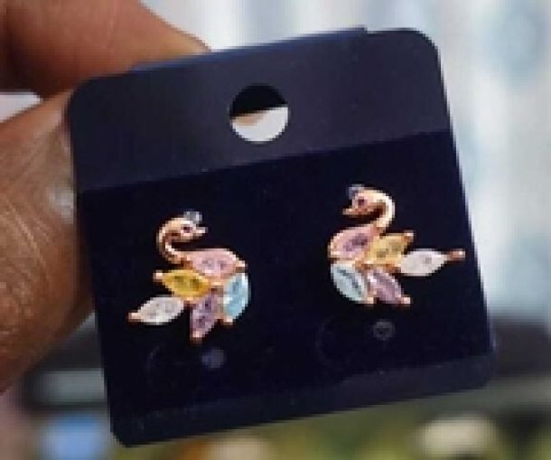 Pastel Peacock Crystal Stud Earrings