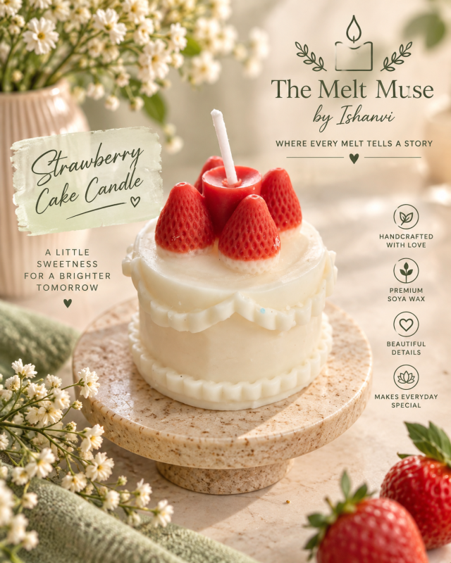 Strawberry Cake Candle (Handmade with Soy wax)