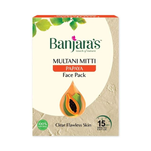 100g Banjara's Multani Mitti + Papaya Face Pack Powder (20g X 5)