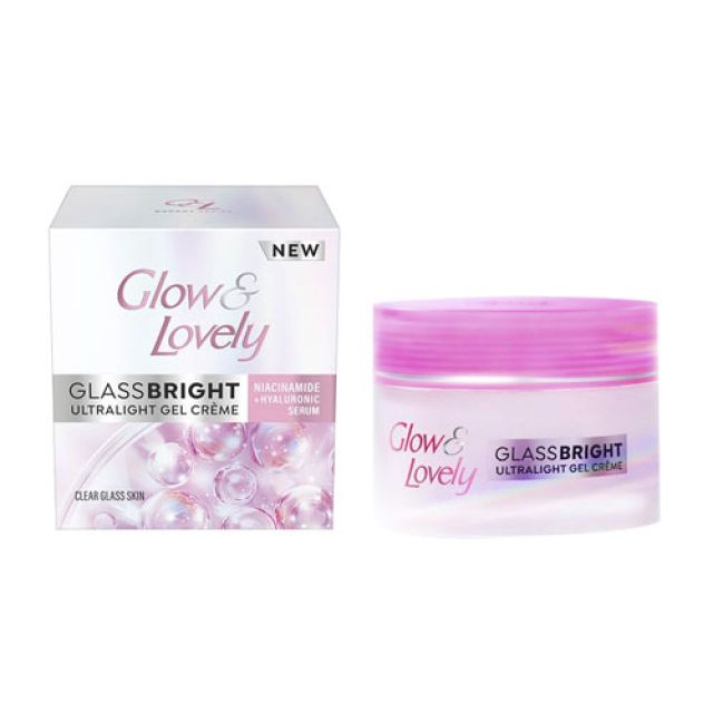 50g Glow and Lovely GlassBright Ultralight Gel Creme with Niacinamide, Hyaluronic serum